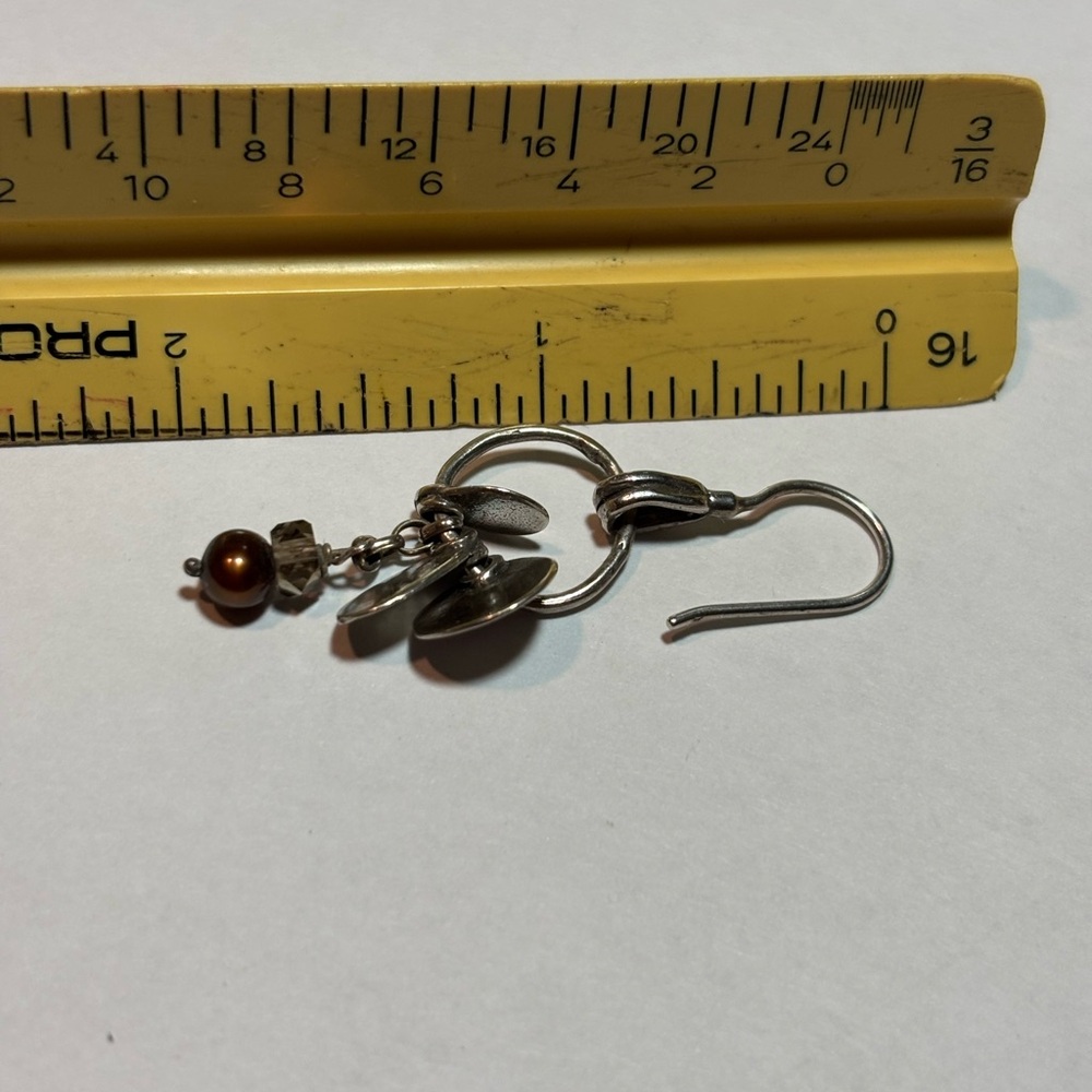 Rare Silpada W1550- 925 Silver Dangle Earrings with Brown Pearl Accent - Picture 5 of 5